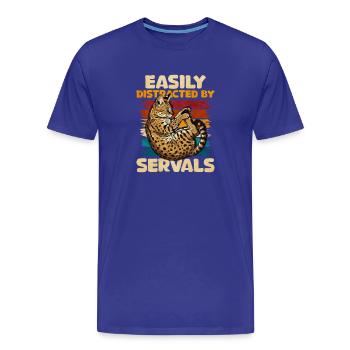 Facilement distrait par les servals - T-shirt bio Premium Homme - bleu roi - Devant - Damien (186cm)