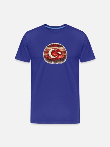 Drapeau turc du grunge - T-shirt bio Premium Homme - bleu roi