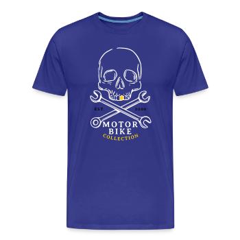 Collection de moto Skull & Bolts - T-shirt bio Premium Homme - bleu roi - Devant - Damien (186cm)