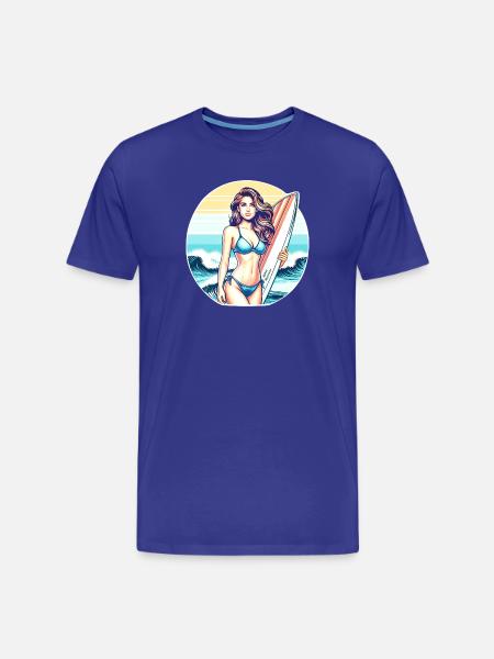 Surf Diva at Sunset - Men's Premium Organic T-Shirt - royal blue