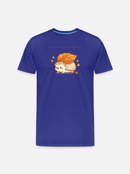 Autumn hedgehog with maple leaf - Men's Premium Organic T-Shirt - royal blue