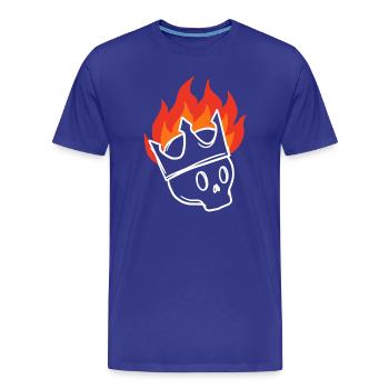 Flammender Kronenschädel Edgy Skelettkönig - Männer Premium Bio T-Shirt - Königsblau - Vorne - Damien (186cm)