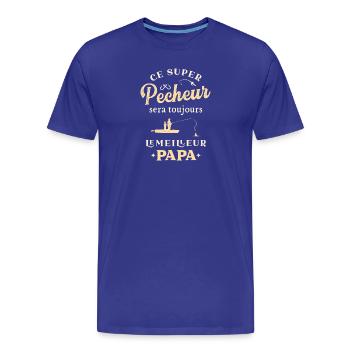 Papa Pêcheur, Fete Des Peres - T-shirt bio Premium Homme - bleu roi - Devant - Damien (186cm)