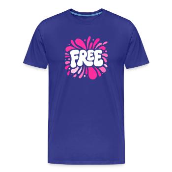 Kostenloser weißer Text auf Rose Splash - Männer Premium Bio T-Shirt - Königsblau - Vorne - Damien (186cm)