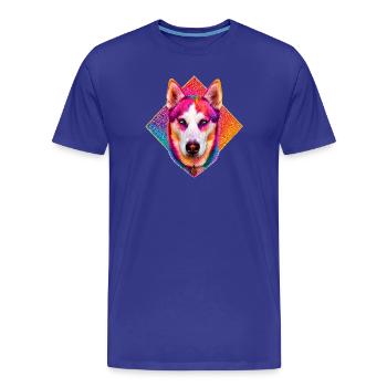Husky arcenciel éclatant - T-shirt bio Premium Homme - bleu roi - Devant - Damien (186cm)