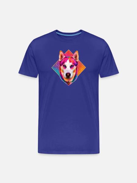 Bright Rainbow Husky - Men's Premium Organic T-Shirt - royal blue