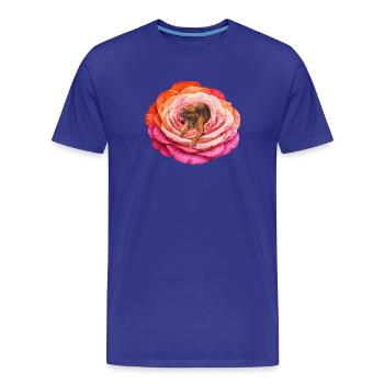 Chien rose dans pétales multicolores couleurs lgbt - T-shirt bio Premium Homme - bleu roi - Devant - Damien (186cm)