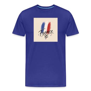 France Football en pinceaux - T-shirt bio Premium Homme - bleu roi - Devant - Damien (186cm)