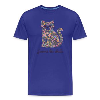 j'aime les chats - T-shirt bio Premium Homme - bleu roi - Devant - Damien (186cm)