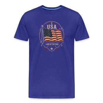 Insigne vintage du drapeau américain - T-shirt bio Premium Homme - bleu roi - Devant - Damien (186cm)