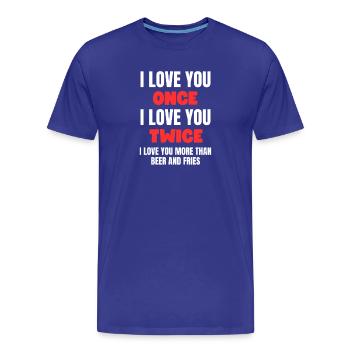 Amour Bière et Frites - T-shirt bio Premium Homme - bleu roi - Devant - Damien (186cm)