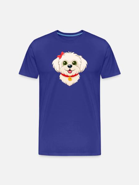 Cute Maltese Puppy (Comic Portrait) - Men's Premium Organic T-Shirt - royal blue