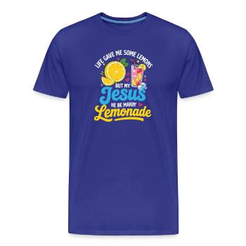 Jésus faisant de la limonade de l’humour chrétien - T-shirt bio Premium Homme - bleu roi - Devant - Damien (186cm)
