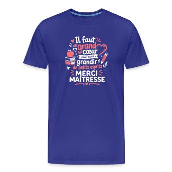 Grand cœur pour maîtresse - T-shirt bio Premium Homme - bleu roi - Devant - Damien (186cm)