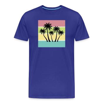 T-shirt Été Palmiers Style Retro Vintage - T-shirt bio Premium Homme - bleu roi - Devant - Damien (186cm)