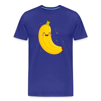 Happy Banana Cartoon - Men's Premium Organic T-Shirt - royal blue - Front - Damien (186cm)