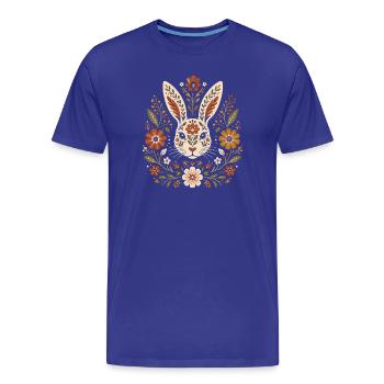 Bunny Rabbit Lover Floral Botanique de Pâques mignon - T-shirt bio Premium Homme - bleu roi - Devant - Damien (186cm)