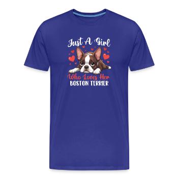 Girl Loves Boston Terrier Dog Mama Liebhaberin - Männer Premium Bio T-Shirt - Königsblau - Vorne - Damien (186cm)