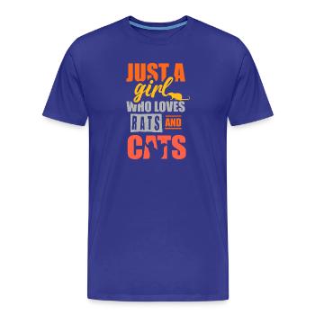 Simplement une fille qui aime les rats et les chats - T-shirt bio Premium Homme - bleu roi - Devant - Damien (186cm)