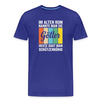 Götterkönig Zitat im Retro Streifen - Männer Premium Bio T-Shirt - Königsblau - Vorne - Damien (186cm)