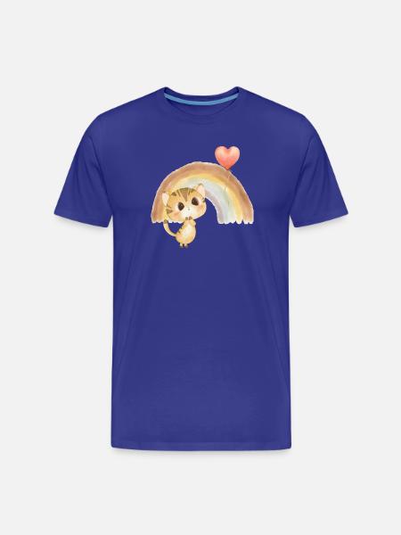 Aquarell-Kätzchen unterm Regenbogen - Männer Premium Bio T-Shirt - Königsblau
