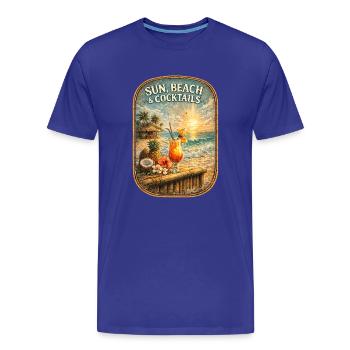 Soleil, plage et cocktails – Tropical Summer Vintage D - T-shirt bio Premium Homme - bleu roi - Devant - Damien (186cm)