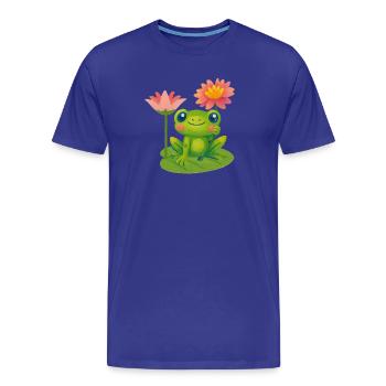 Grenouille mignonne avec des nénuphars roses - T-shirt bio Premium Homme - bleu roi - Devant - Damien (186cm)