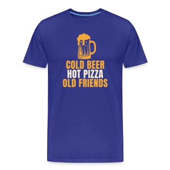 Cold Beer Hot Pizza Old Friends Spruch Bier Prost - Männer Premium Bio T-Shirt - Königsblau - Vorne - Damien (186cm)