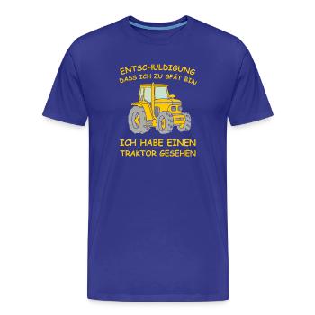 Ich habe einen Traktor gesehen Landwirt Trecker - Männer Premium Bio T-Shirt - Königsblau - Vorne - Damien (186cm)