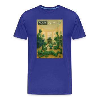 Des extraterrestres verts à la maison avec le globe - T-shirt bio Premium Homme - bleu roi - Devant - Damien (186cm)