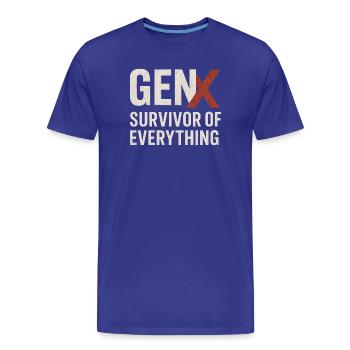 Survivant de tout de la génération X | Drôle de génération X - T-shirt bio Premium Homme - bleu roi - Devant - Damien (186cm)