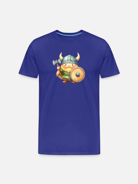 Kleiner Wikinger mit Schild & Axt – Kawaii-Comic - Männer Premium Bio T-Shirt - Königsblau