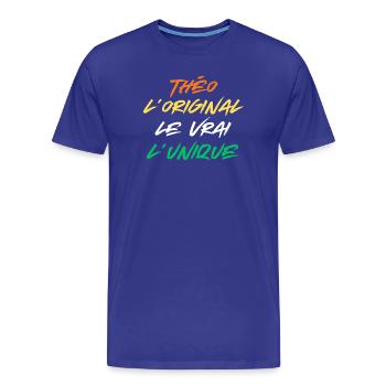 théo Homme L'original Le Vrai L'unique Prénom théo - T-shirt bio Premium Homme - bleu roi - Devant - Damien (186cm)