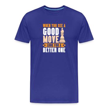 Échiquier des joueurs d’échecs - T-shirt bio Premium Homme - bleu roi - Devant - Damien (186cm)