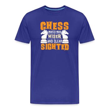 Échiquier des joueurs d’échecs - T-shirt bio Premium Homme - bleu roi - Devant - Damien (186cm)