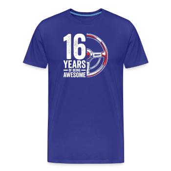 Seize ans de roues géniales - T-shirt bio Premium Homme - bleu roi - Devant - Damien (186cm)