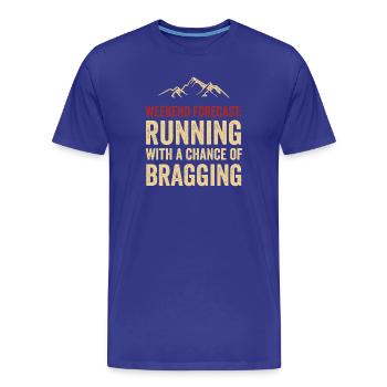 Prévisions du week-end : Courir avec une chance de Braggin - T-shirt bio Premium Homme - bleu roi - Devant - Damien (186cm)