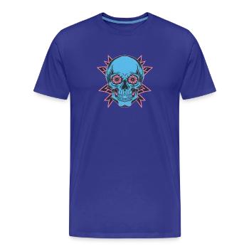 Blue skull with floral eyes - Men's Premium Organic T-Shirt - royal blue - Front - Damien (186cm)
