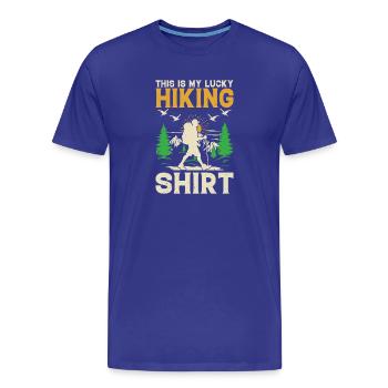 Voici mon t-shirt porte-bonheur de randonnée - Randonnée en plein air - T-shirt bio Premium Homme - bleu roi - Devant - Damien (186cm)