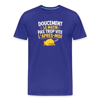 Matin doux canard endormi - T-shirt bio Premium Homme - bleu roi - Devant - Damien (186cm)
