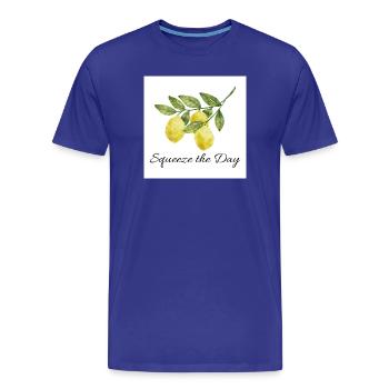 Design botanique citron Squeeze the Day - T-shirt bio Premium Homme - bleu roi - Devant - Damien (186cm)