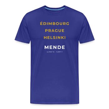Mende Lozère - Edimbourg - Prague - Helsinki - T-shirt bio Premium Homme - bleu roi - Devant - Damien (186cm)