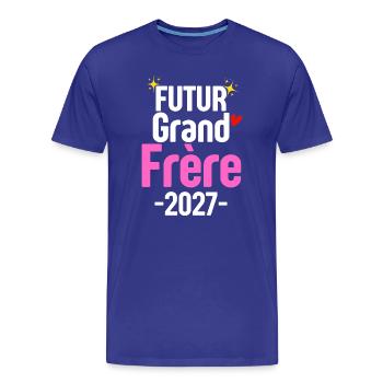 Futur Grand Frère 2027 Sœur Rose - T-shirt bio Premium Homme - bleu roi - Devant - Damien (186cm)