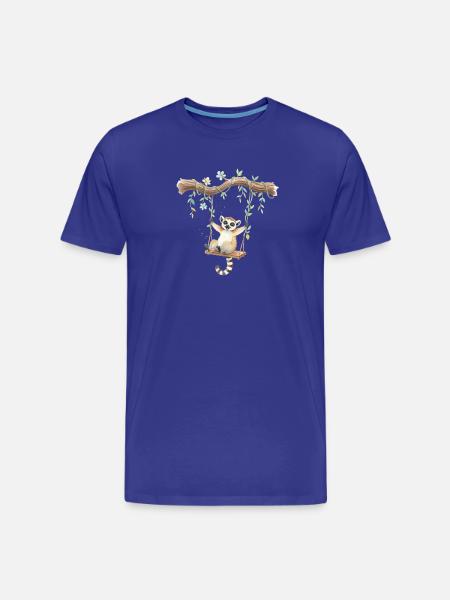 Lemur auf Astschaukel - Männer Premium Bio T-Shirt - Königsblau