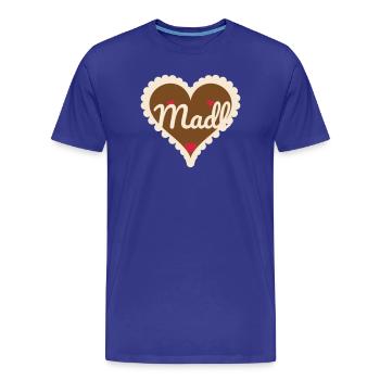 Madl Lebkuchenherz - Bayrisches Volksfest Dirndl - Männer Premium Bio T-Shirt - Königsblau - Vorne - Damien (186cm)