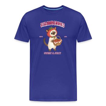 Chat à la fraise sucré et juteux - T-shirt bio Premium Homme - bleu roi - Devant - Damien (186cm)
