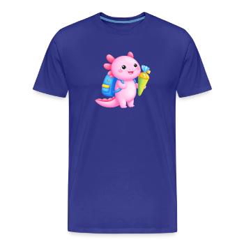 Kawaii Axolotl mit Schultüte – Zur Einschulung - Männer Premium Bio T-Shirt - Königsblau - Vorne - Damien (186cm)