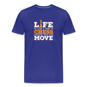 Échiquier des joueurs d’échecs - T-shirt bio Premium Homme - bleu roi - Devant - Damien (186cm)