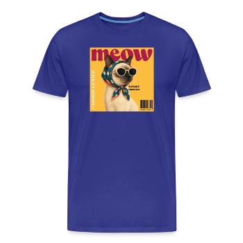 Chat à lunettes de soleil Meow Élégance - T-shirt bio Premium Homme - bleu roi - Devant - Damien (186cm)