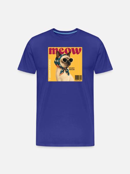 Meow Elegance Sunglass Cat - Men's Premium Organic T-Shirt - royal blue